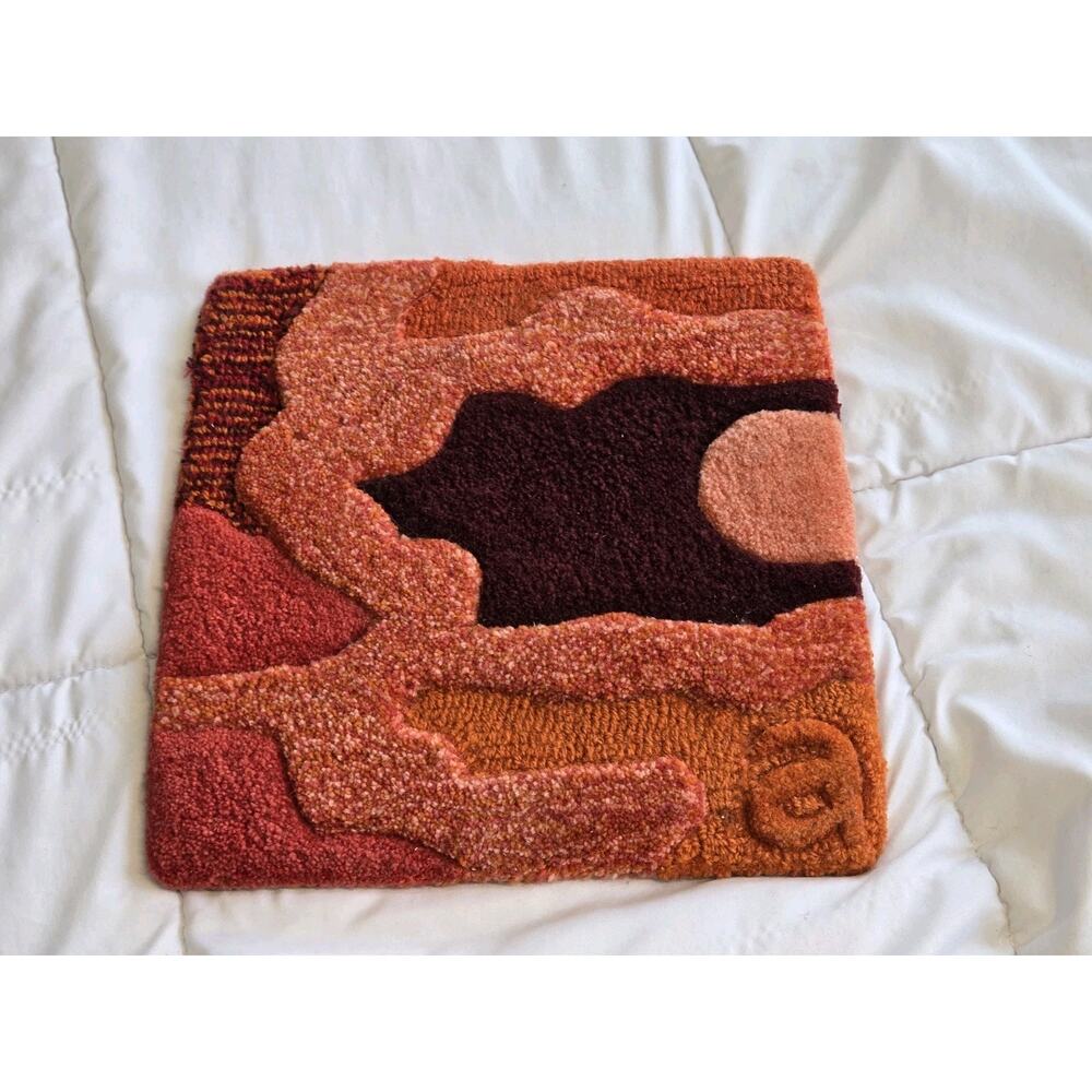 Angela Adams Ocean Lava Sample Square New Zealand Wool Mini Rug Retro Boho Abstr